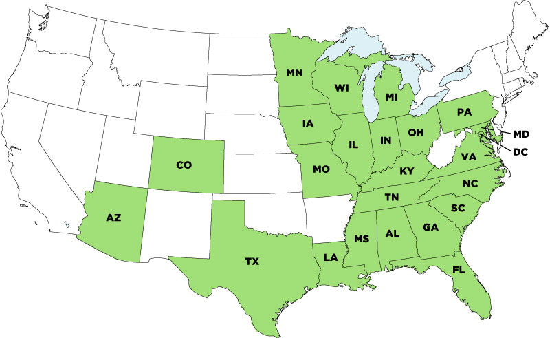 Licensed Staff Prequalified States map